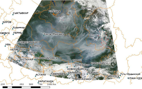 Дымовая мгла над Западной Сибирью
